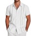 Men's Cuban Guayabera Shirt Short Sleeve Button Down Shirts Casual Summer Beach Linen Shirts