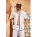 Men's Cuban Guayabera Shirt Short Sleeve Button Down Shirts Casual Summer Beach Linen Shirts