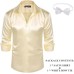 Men's Shiny Satin Dress Shirts Long Sleeve Button Down Silk Shirt with Bow Tie