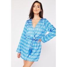 Aztec Print Tassel Tie Up Playsuit