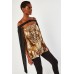 Cape Overlay Sleeve Printed Top