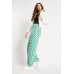 Checkered Flared Leg Elasticated Trousers