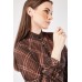 Checkered Print Long Sleeve Swing Dress