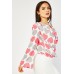 Cowl Neck Heart Print Blouse