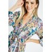 Mixed Print Balloon Sleeve Silky Playsuit