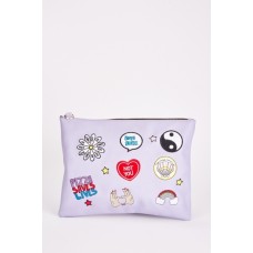 Novelty Patch Trim Clutch Bag