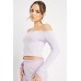 Off Shoulder Ribbed Lilac Top