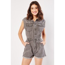Sleeveless Denim Playsuit