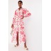 Two Tone Printed Shirt Maxi Dress